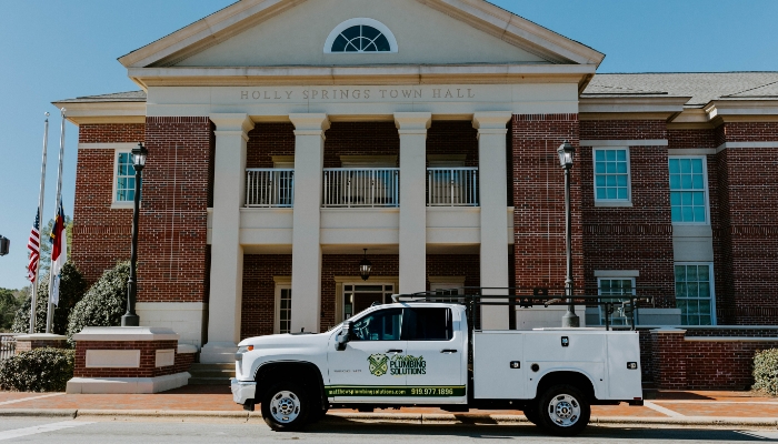 Matthews Plumbing Truck Parked Holly Springs Town Hall