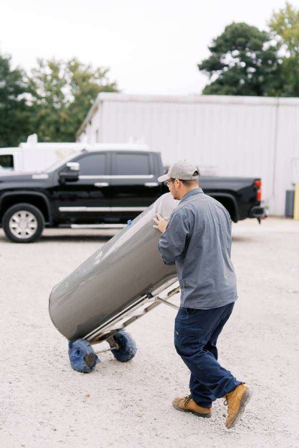 New water heater being installed